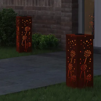 Lumină Solară LED Alei Oțel Corten | Iluminat Exterior