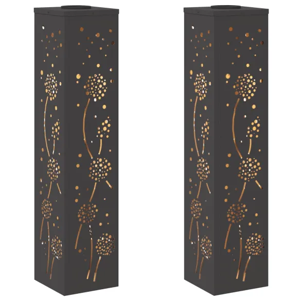 Lămpi LED Solare Alei 2 bucăți | Oțel Negru | Livrare Gratuită