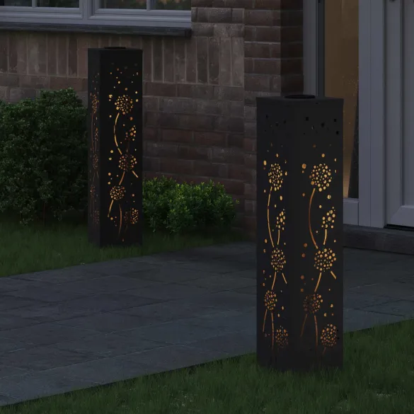 Lămpi LED Solare Alei 2 bucăți | Oțel Negru | Livrare Gratuită