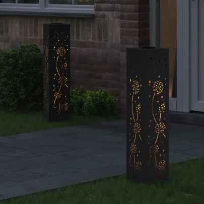 Lămpi LED Solare Alei 2 bucăți | Oțel Negru | Livrare Gratuită