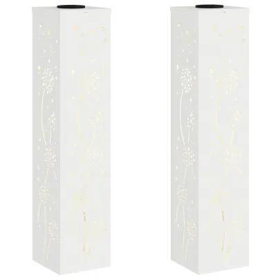 Lumină Solară LED Alei | 2 bucăți, Oțel Alb