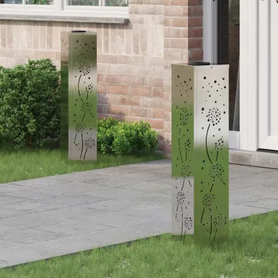 Lămpi LED Solare pentru Alei | Oțel Inoxidabil | 2 bucăți