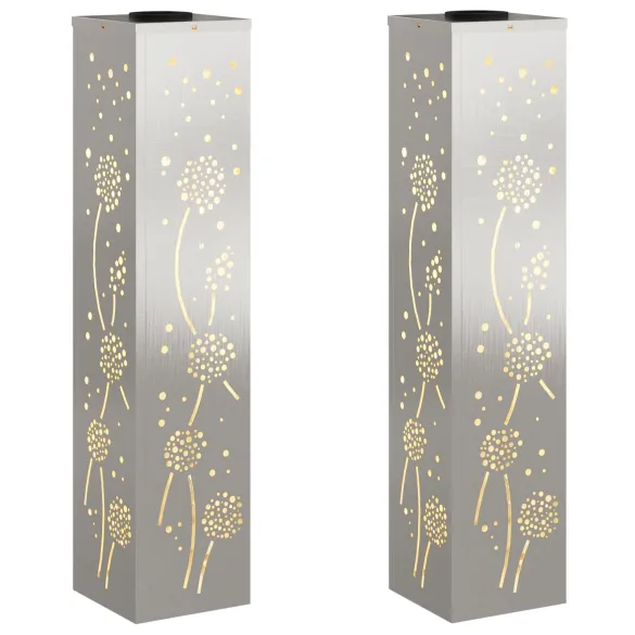 Lămpi LED Solare pentru Alei | Oțel Inoxidabil | 2 bucăți