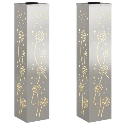 Lămpi LED Solare pentru Alei | Oțel Inoxidabil | 2 bucăți