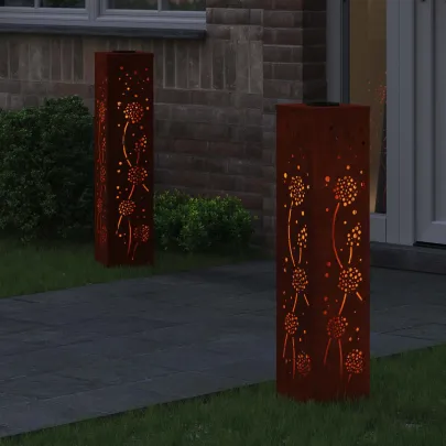 Lămpi LED Solare Oțel Corten | Iluminat Grădină