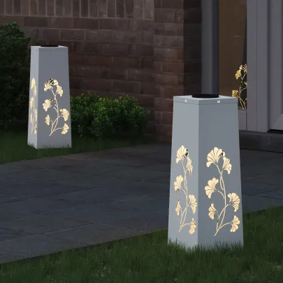 Lumină Solară LED Alei 2 bucăți | Iluminat Exterior Alb