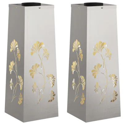 Lumină Solară LED Alei | 2 bucăți Oțel Inoxidabil