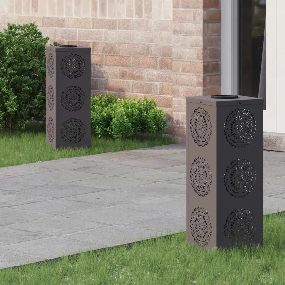 Lămpi LED Solare pentru Alei | 2 bucăți | Oțel Negru