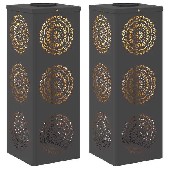 Lămpi LED Solare pentru Alei | 2 bucăți | Oțel Negru