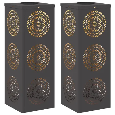 Lămpi LED Solare pentru Alei | 2 bucăți | Oțel Negru