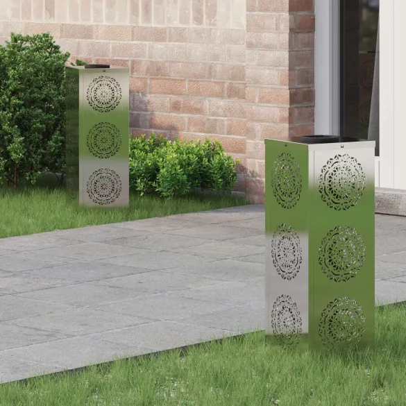 Lumină Solară LED Alei | 2 pcs Oțel Inoxidabil | Livrare Gratuită