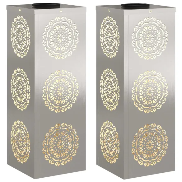 Lumină Solară LED Alei | 2 pcs Oțel Inoxidabil | Livrare Gratuită