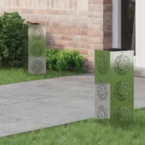 Lămpi LED Solare pentru Alei, 2 bucăți, Galvanizate