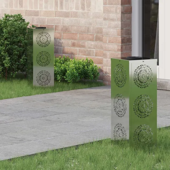 Lămpi LED Solare pentru Alei, 2 bucăți, Galvanizate