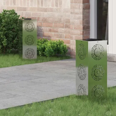 Lămpi LED Solare pentru Alei, 2 bucăți, Galvanizate