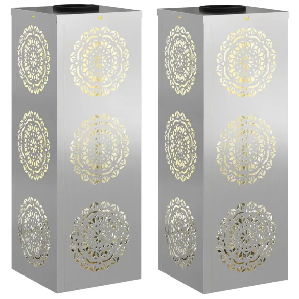 Lămpi LED Solare pentru Alei, 2 bucăți, Galvanizate