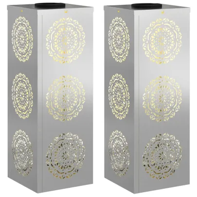 Lămpi LED Solare pentru Alei, 2 bucăți, Galvanizate