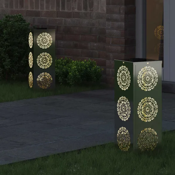 Lămpi LED Solare pentru Alei, 2 bucăți, Galvanizate