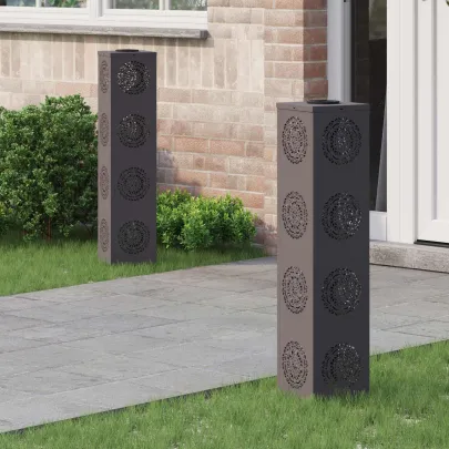 Lumină Solară LED Alei, 2 bucăți, Oțel Negru | Livrare Gratuită