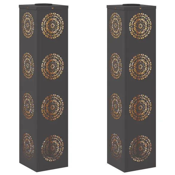 Lumină Solară LED Alei, 2 bucăți, Oțel Negru | Livrare Gratuită