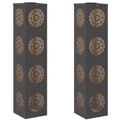 Lumină Solară LED Alei, 2 bucăți, Oțel Negru | Livrare Gratuită