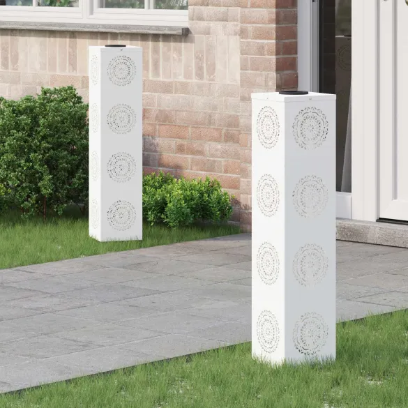 Lumină Solară LED pentru Alei | 2 bucăți | Oțel Alb