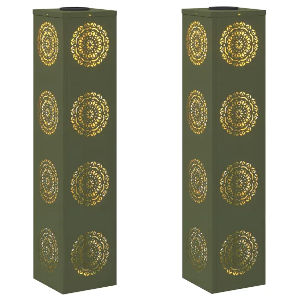 Lumină Solară LED pentru Alei - 2 bucăți, Verde Măsliniu