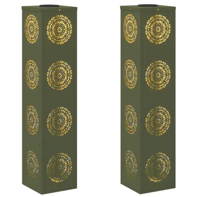 Lumină Solară LED pentru Alei - 2 bucăți, Verde Măsliniu