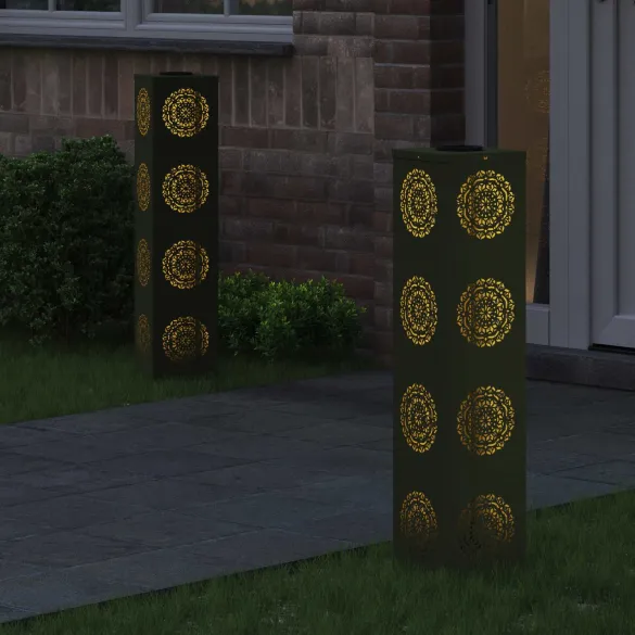 Lumină Solară LED pentru Alei - 2 bucăți, Verde Măsliniu