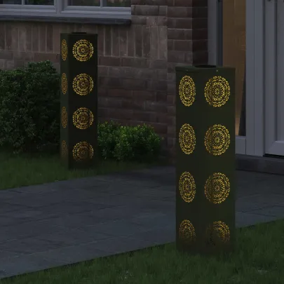 Lumină Solară LED pentru Alei - 2 bucăți, Verde Măsliniu