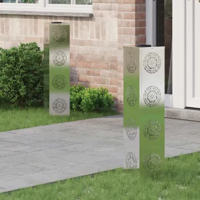 Lămpi LED Solare pentru Alei | 2 Bucăți | Oțel Inoxidabil