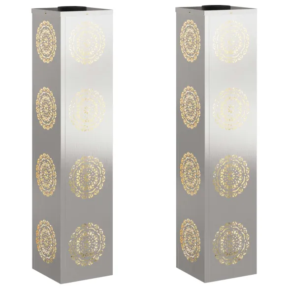 Lămpi LED Solare pentru Alei | 2 Bucăți | Oțel Inoxidabil