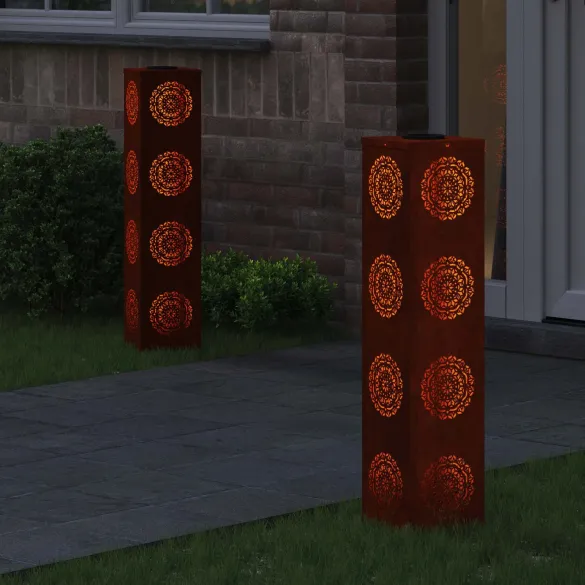 Lămpi LED Solare pentru Alei, Oțel Corten | Iluminat Exterior