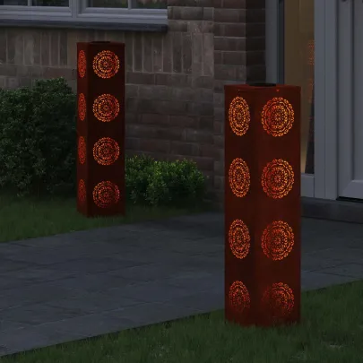 Lămpi LED Solare pentru Alei, Oțel Corten | Iluminat Exterior