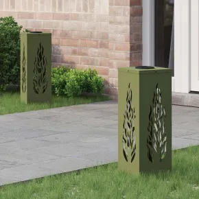 Lămpi LED Solare pentru Alei, Verde Măsliniu - 2 bucăți