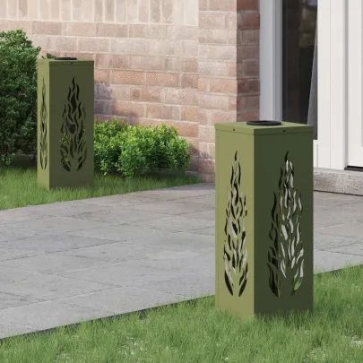 Lămpi LED Solare pentru Alei, Verde Măsliniu - 2 bucăți