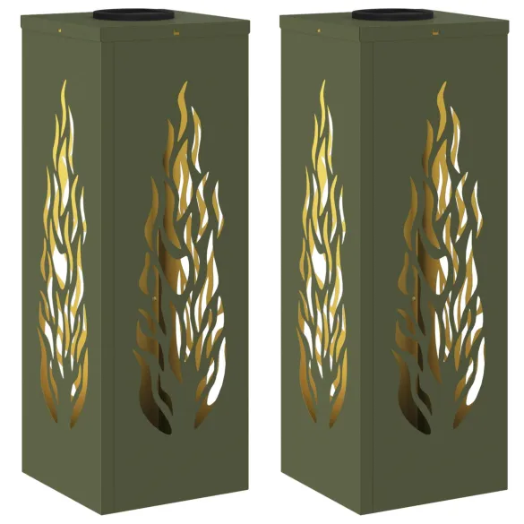 Lămpi LED Solare pentru Alei, Verde Măsliniu - 2 bucăți