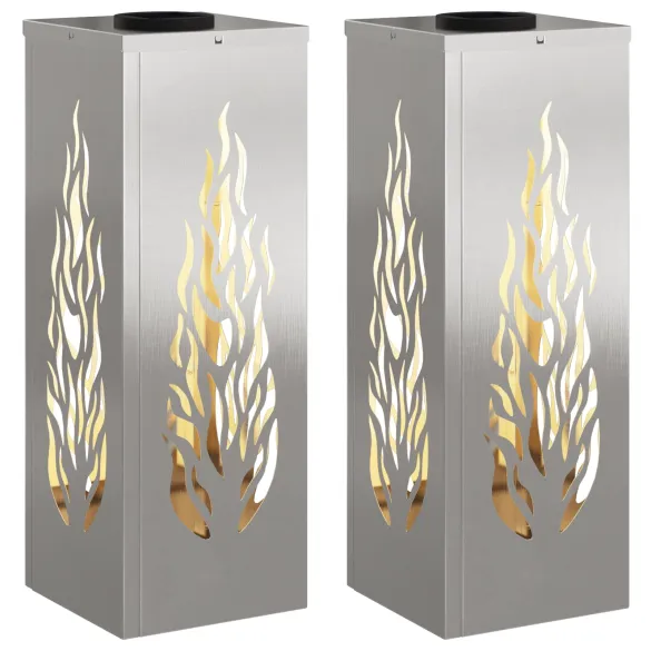 Lumină Solară LED Alei | 2 pcs | Oțel Inoxidabil