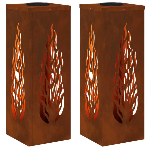 Lumină Solară LED Alei Oțel Corten | Iluminat Exterior