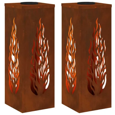 Lumină Solară LED Alei Oțel Corten | Iluminat Exterior