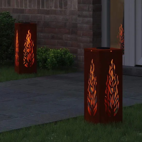 Lumină Solară LED Alei Oțel Corten | Iluminat Exterior