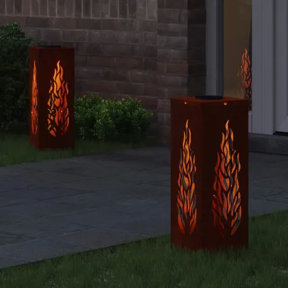 Lumină Solară LED Alei Oțel Corten | Iluminat Exterior