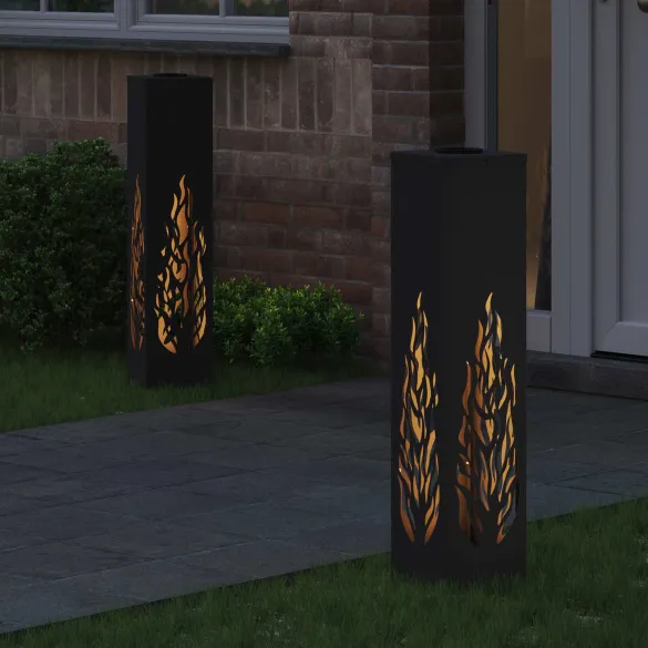 Lumină Solară LED Alei - 2 bucăți, Oțel Negru | Livrare Gratuită