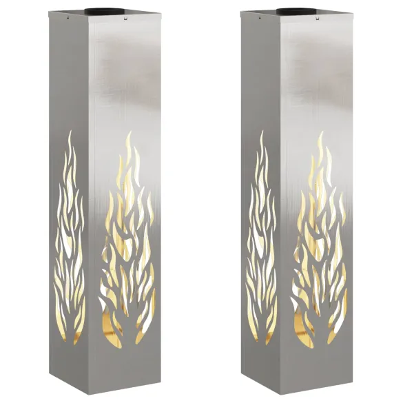 Lămpi LED Solare pentru Alei | 2 Bucăți | Oțel Inoxidabil