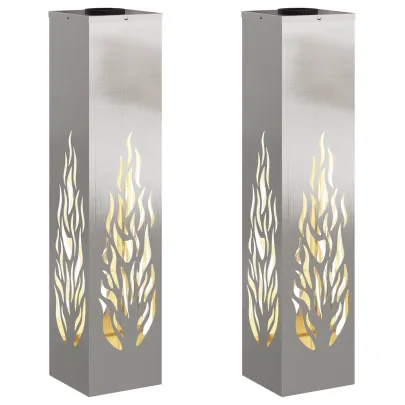 Lămpi LED Solare pentru Alei | 2 Bucăți | Oțel Inoxidabil