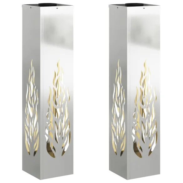 Lumină Solară LED Alei 2 pcs Galvanizat | Livrare Gratuită