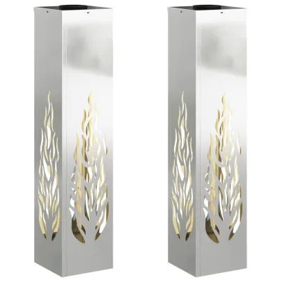 Lumină Solară LED Alei 2 pcs Galvanizat | Livrare Gratuită