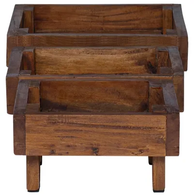 Set 3 Suporturi Plante Lemn Mahon | Decor Exterior