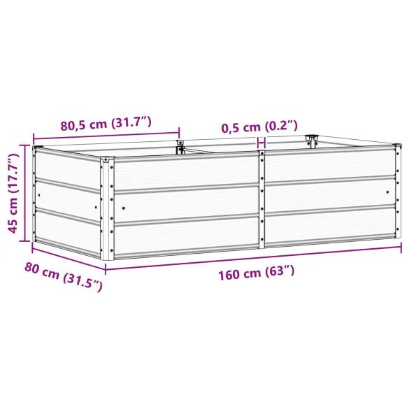 Jardinieră Antracit Oțel 160x80x45 cm - Livrare Gratuită
