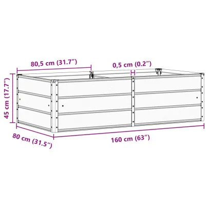 Jardinieră Antracit Oțel 160x80x45 cm - Livrare Gratuită